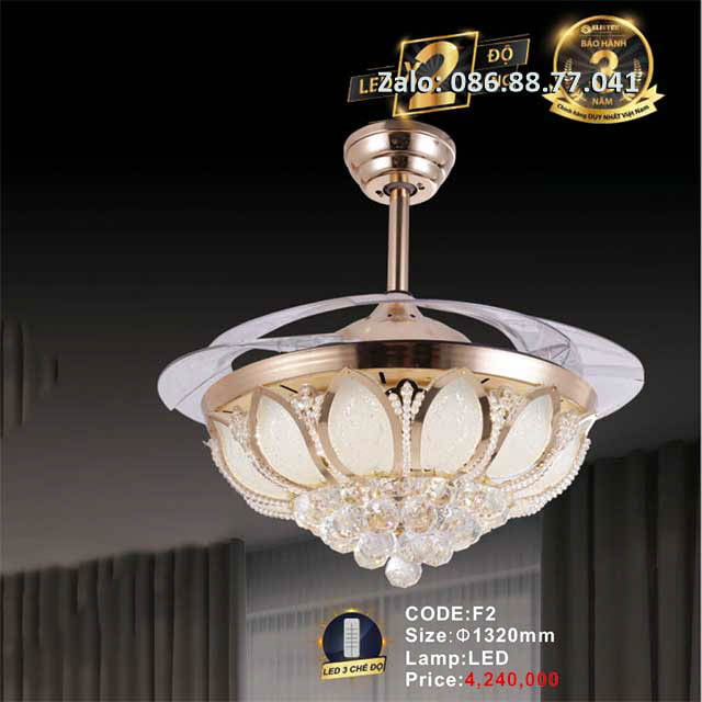 Quạt trần đèn chùm F2 1 quat-tran-den-chum-f2