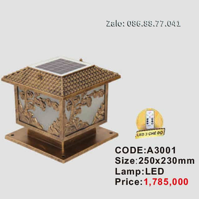 Đèn trụ cổng NLMT A3001