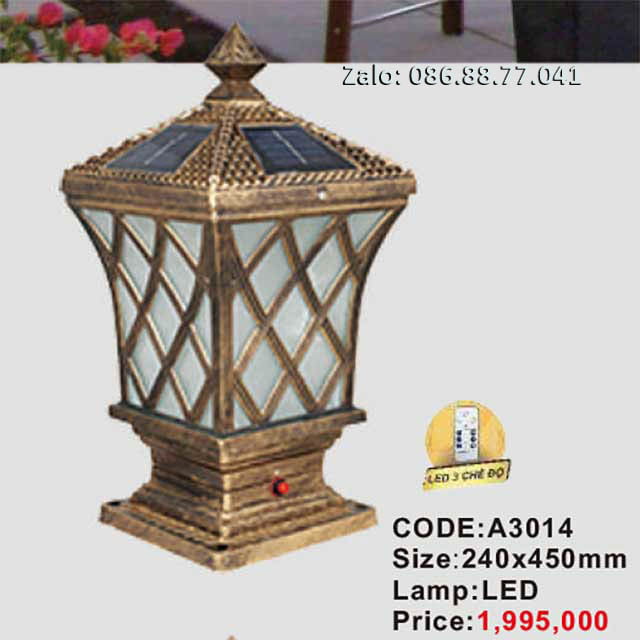 Đèn trụ cổng NLMT A3014