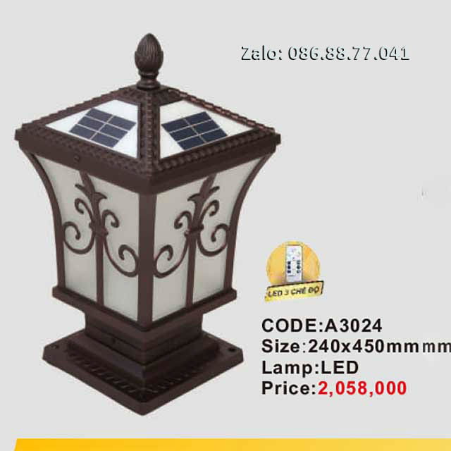 Đèn trụ cổng NLMT A3024