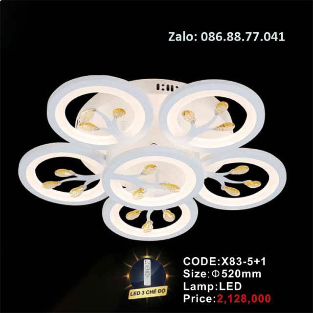 Đèn ốp trần kiểu X83-5+1