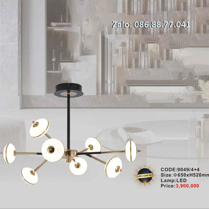 Đèn chùm led thả trần 9049/4+4 1 den-chum-led-tha-tran-9049-44