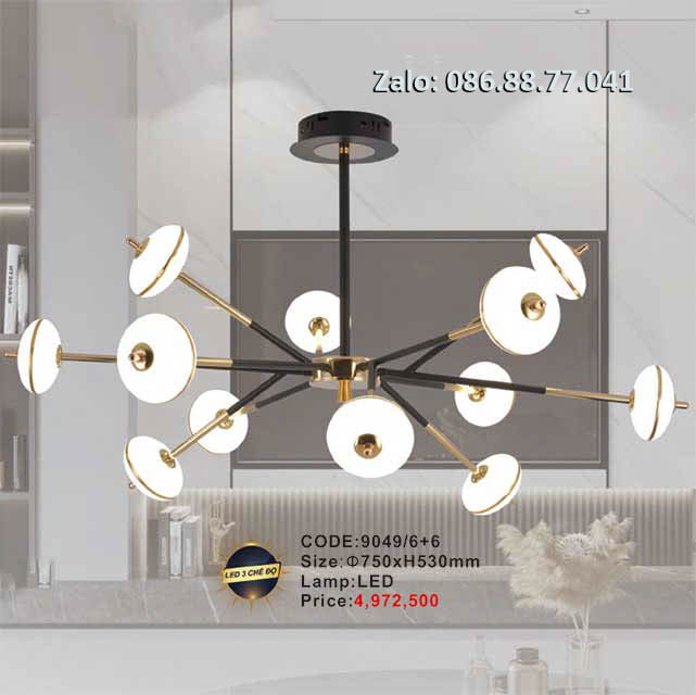 Đèn chùm led thả trần 9049/6+6 1 den-chum-led-tha-tran-9049-66