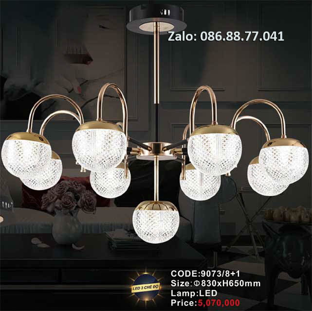 Đèn chùm led thả trần 9073/8+1 1 den-chum-led-tha-tran-9073-81