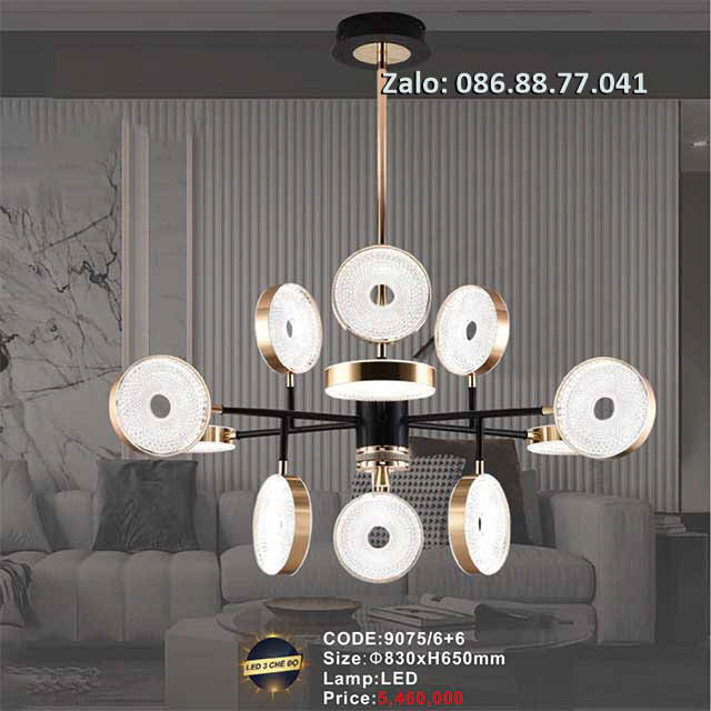 Đèn chùm led thả trần 9075/6+6 1 den-chum-led-tha-tran-9075-66