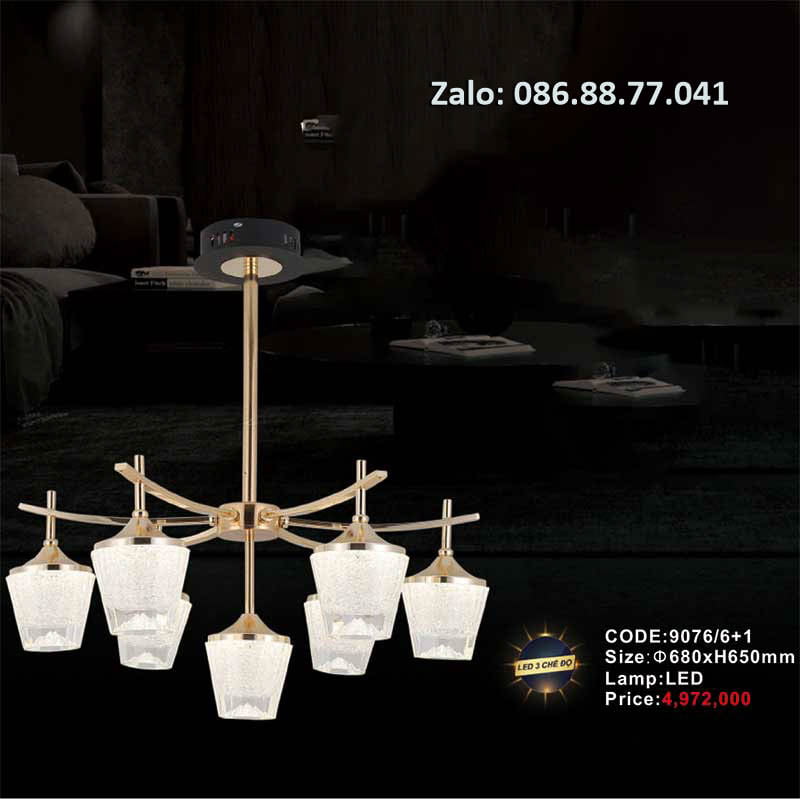 Đèn chùm led thả trần 9076/6+1 1 den-chum-led-tha-tran-9076-61
