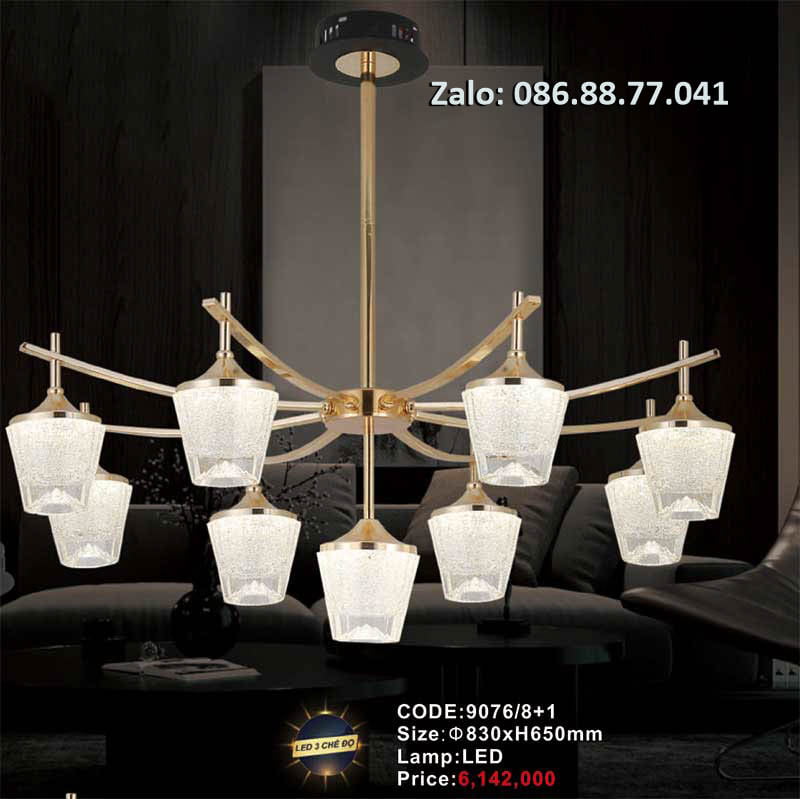 Đèn chùm led thả trần 9076/8+1 1 den-chum-led-tha-tran-9076-81