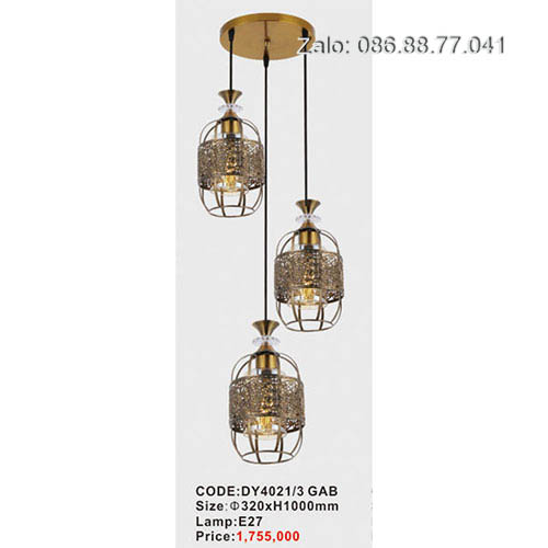 Mã sản phẩm: DY4021/3 BK Kích thước: Φ320xH1000mm Chất liệu: Hợp kim cao cấp Nguồn sang: Bóng E27 Bảo hành: 24 Tháng Tình trạng: Còn hàng