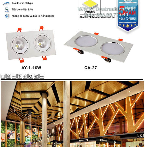 Đèn led đôi âm trần AY-1-16W 3 den-downlight-led-am-tran-doi