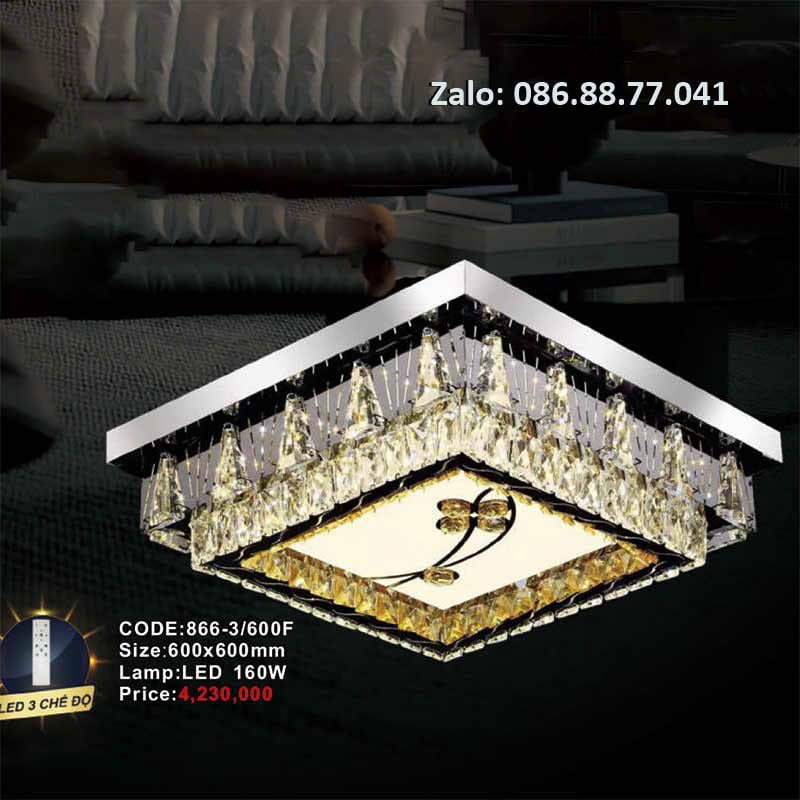 Đèn mâm ốp trần kính 866-3F