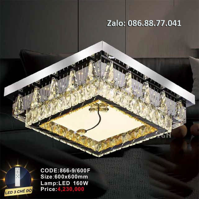 Đèn ốp trần pha lê 866-9F