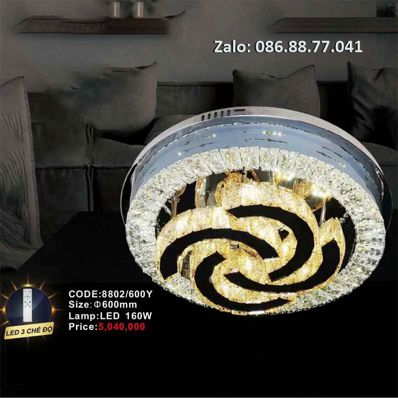 Đèn mâm ốp trần kính 8802