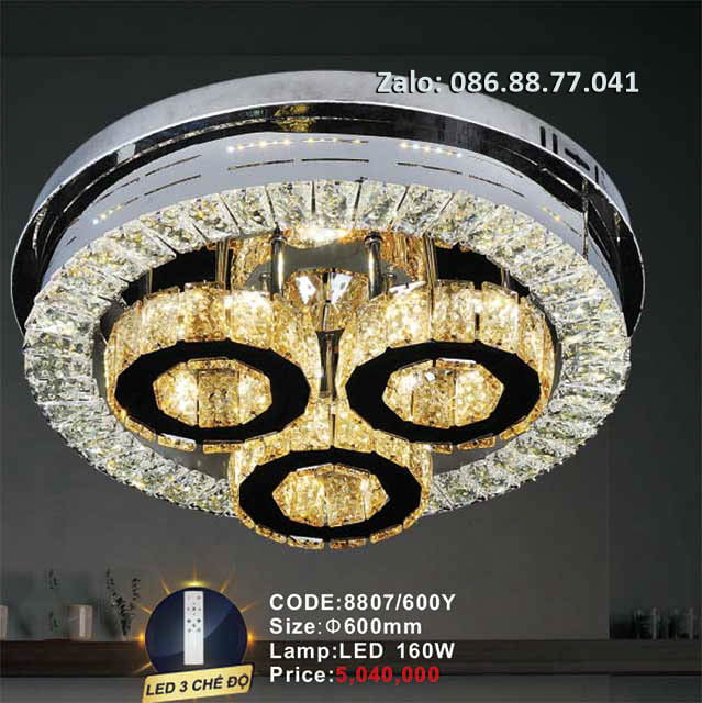 Đèn mâm ốp trần kính 8807