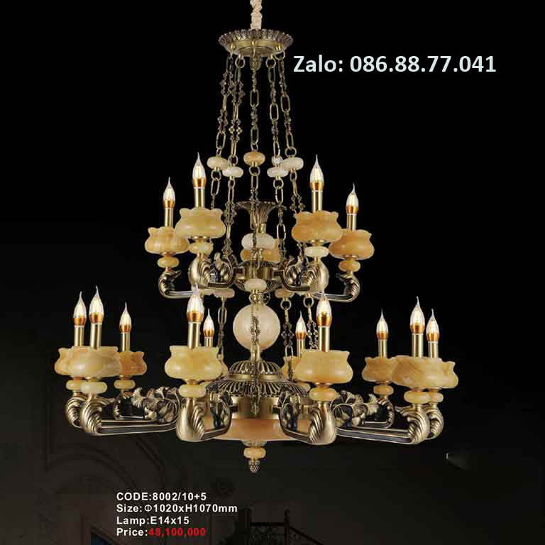 Đèn Chùm Đồng đá 8002/10+5 1 den-chum-dong-da-8002-105