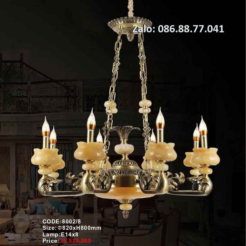 Đèn Chùm Đồng đá 8002/8 1 den-chum-dong-da-8002-8
