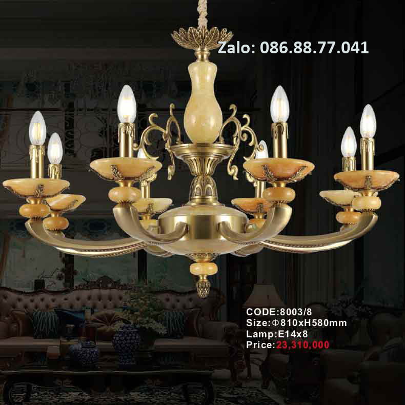Đèn Chùm Đồng đá 8003/8 1 den-chum-dong-da-8003-8