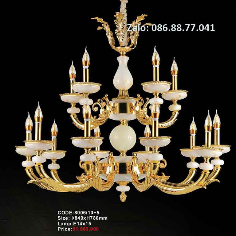 Đèn Chùm Đồng đá 8006/10+5 1 den-chum-dong-da-8006-105