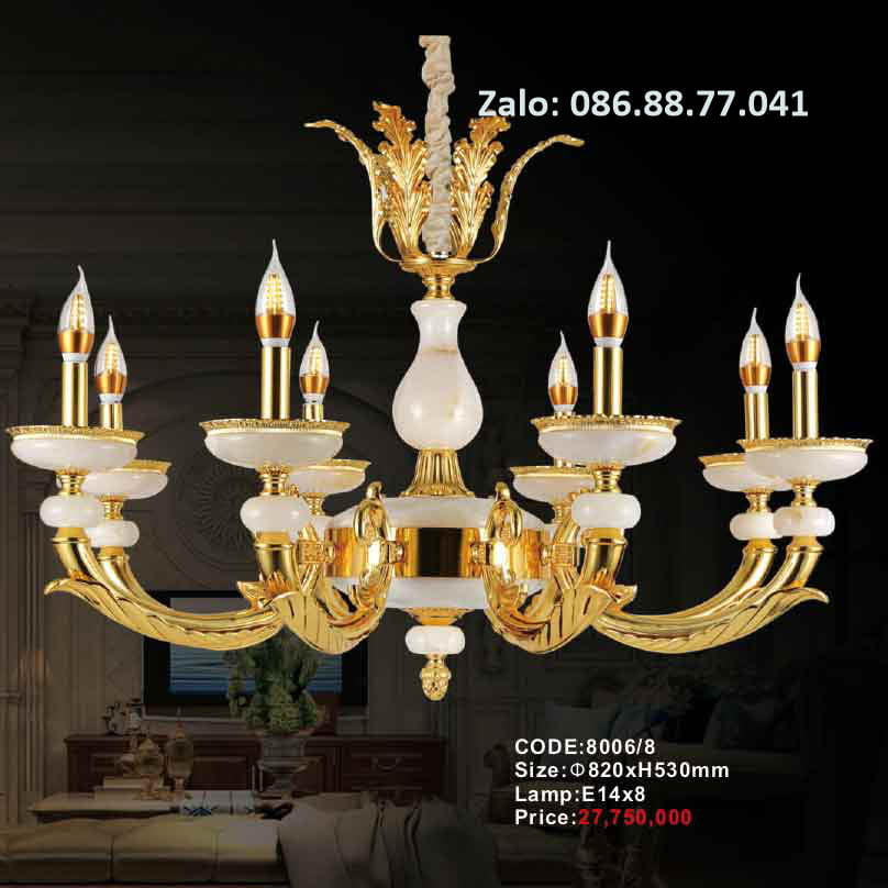 Đèn Chùm Đồng đá 8006/8 1 den-chum-dong-da-8006-8