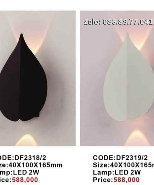 Tên sản phẩm: Đèn tường trang trí Mã sản phẩm: DF2318/2 Kích thước 40x100x165mm Nguồn sáng : Lamp Led 2W  Chất liệu: Hợp kim sơn tĩnh điện