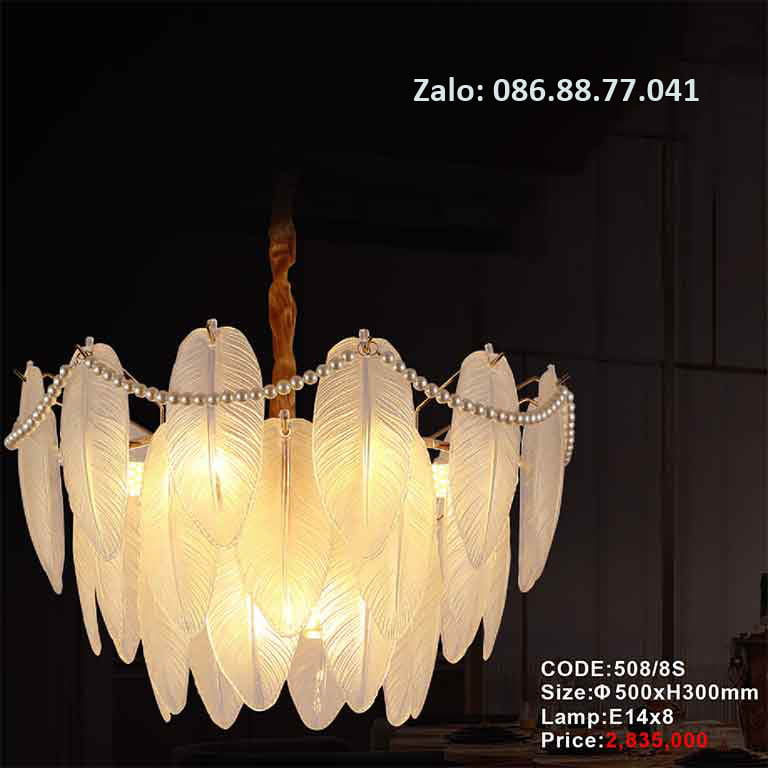 Đèn thả chùm lông vũ 508/8S 1 den-tha-chum-long-vu-508-8s