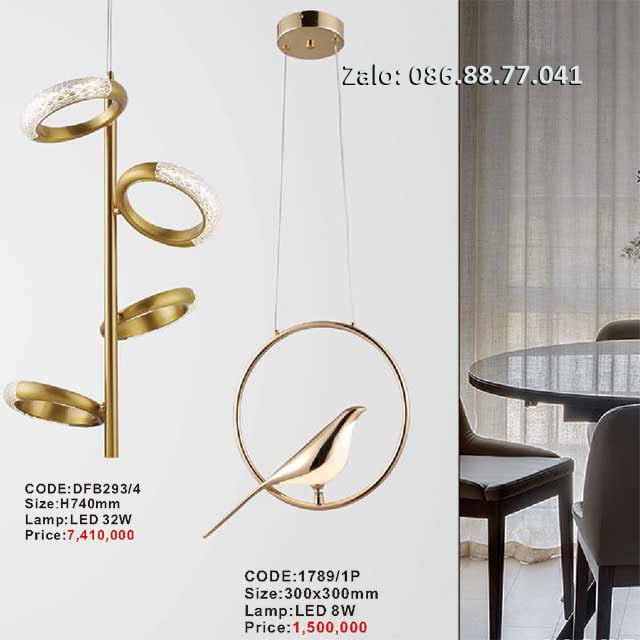 Đèn thả led hình chim 1789/1P 2 den tha don trang tri 1789 1P