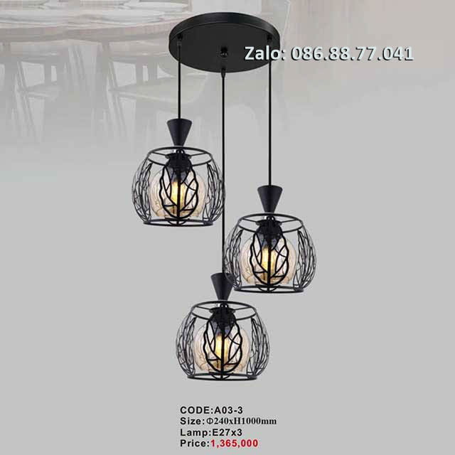Đèn thả trần lồng sắt A03-3