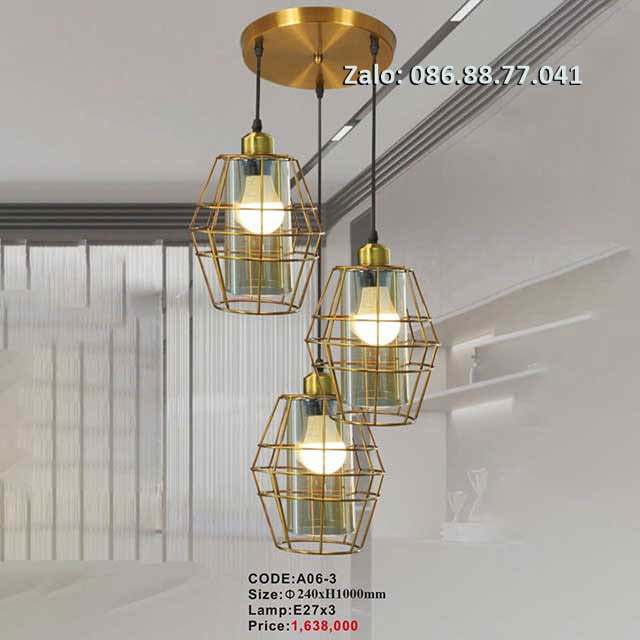 Đèn thả trần lồng sắt A06-3