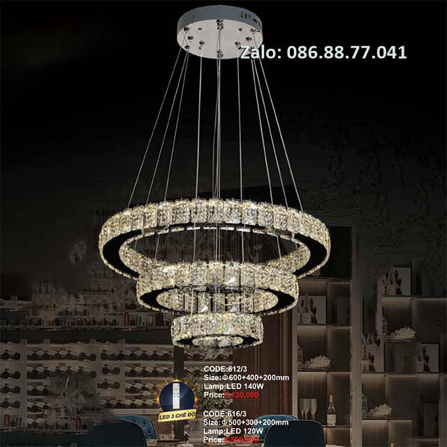 Đèn thả pha lê 612/3