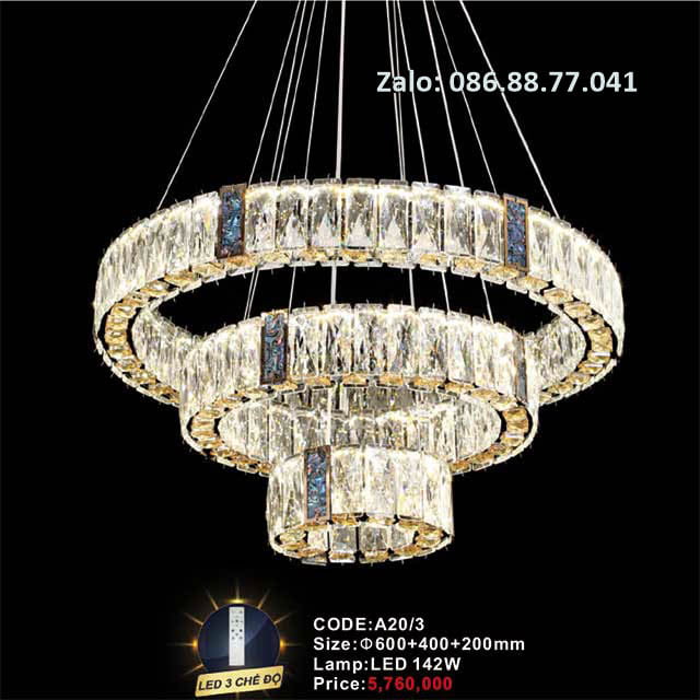 Đèn thả pha lê A20/3
