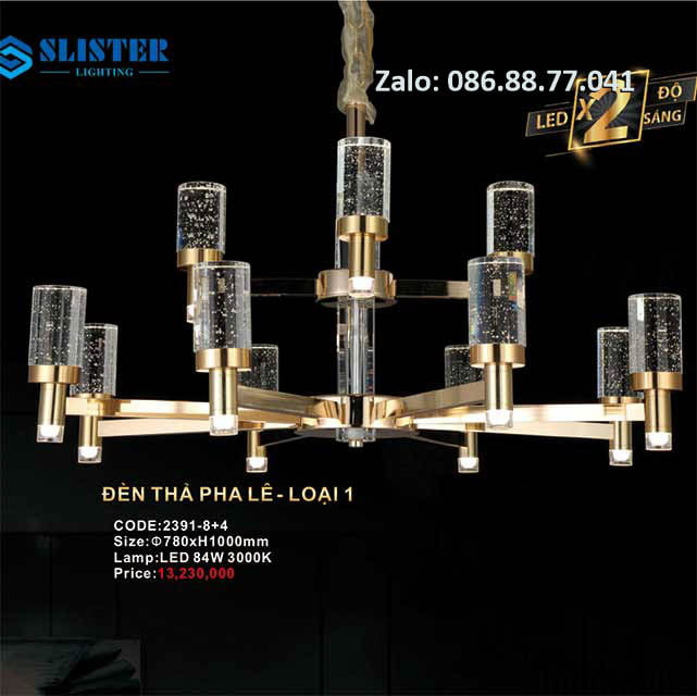 Đèn thả pha lê 2391-8+4
