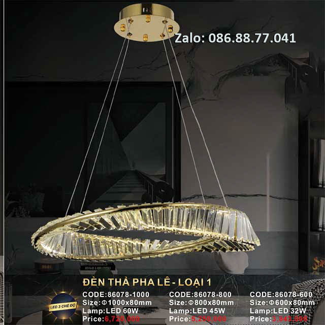 Đèn thả vòng pha lê 86078-1000