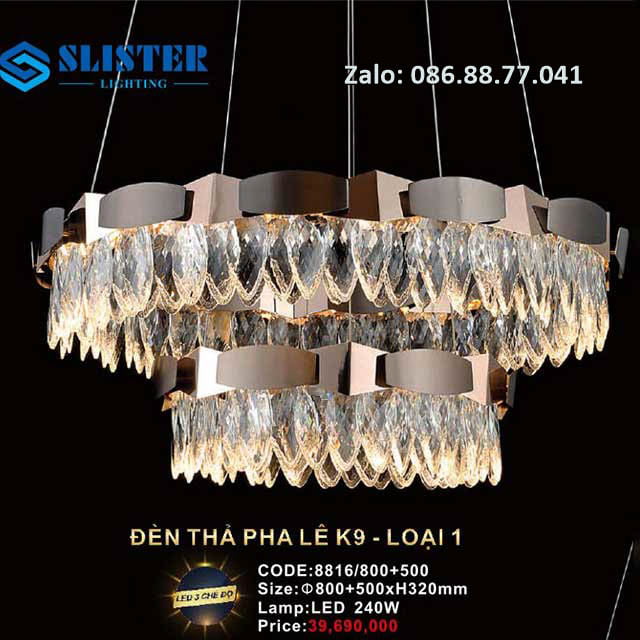 Đèn thả pha lê K9 8812/800+500 3 den-tha-pha-le-k9-8816-800500