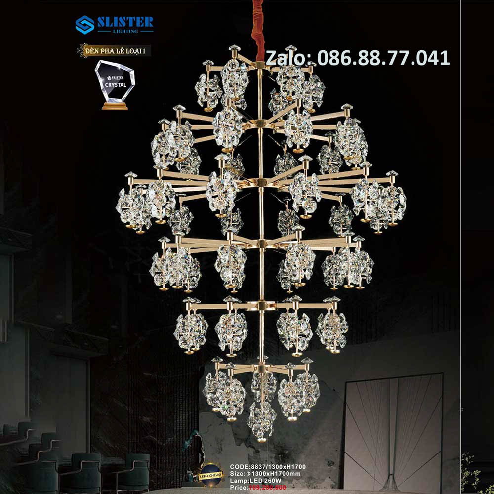 Đèn thả chùm pha lê 8837/1000 2 den-tha-chum-pha-le-8837-1300h1700