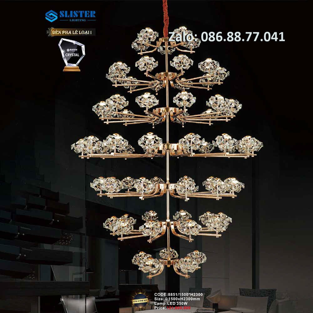 Đèn thả chùm pha lê 8851/800 3 den-tha-chum-pha-le-8851-1500h2300