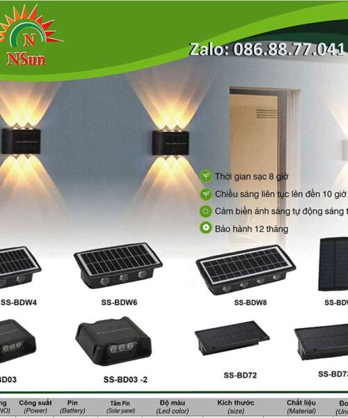 Đèn tường năng lượng mặt trời SS-BDW8 1 den-tuong-nang-luong-mat-troi-NSUN