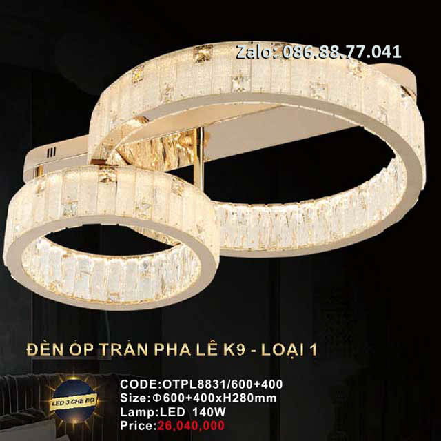 Đèn mâm pha lê K9 OTPL8831/800+500 2 den-mam-pha-le-k9-otpl8831-600400