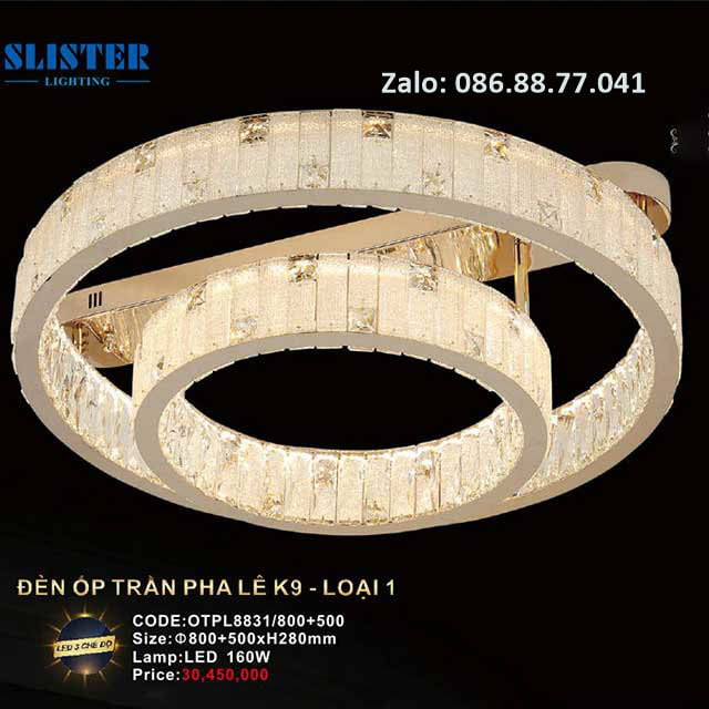 Đèn mâm pha lê K9 OTPL8831/800+500 1 den-mam-pha-le-k9-otpl8831-800500