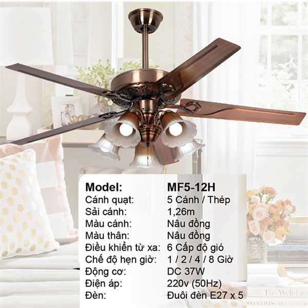 Quạt trần đèn trang trí MF5-12H 2 quat-tran-den-trang-tri-mf5-12h
