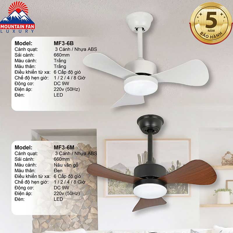 Quạt trần đèn hiện đại MF3-6H 3 quat-tran-den-hien-dai-mf3-6b