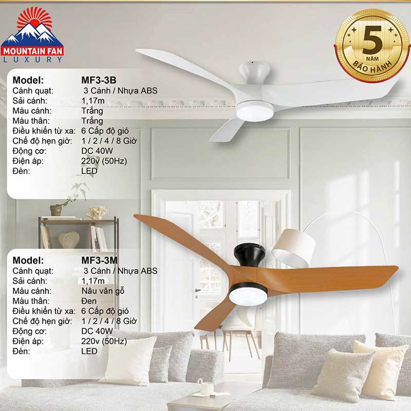Quạt trần đèn hiện đại MF3-2H 4 quat-tran-den-hien-dai-mf3-3b