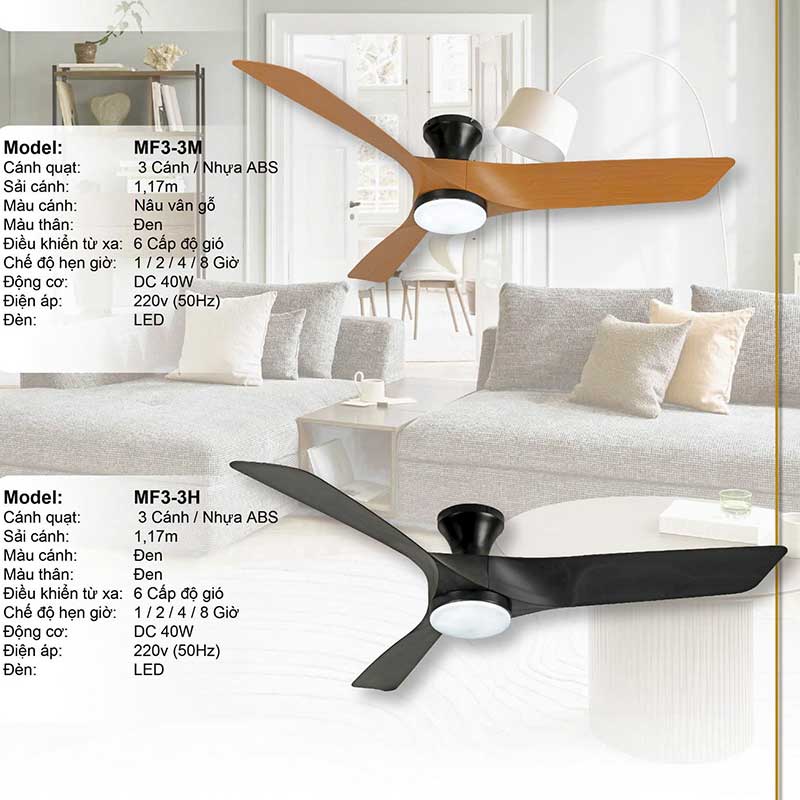 Quạt trần đèn hiện đại MF3-3H 2 quat-tran-den-hien-dai-mf3-3h