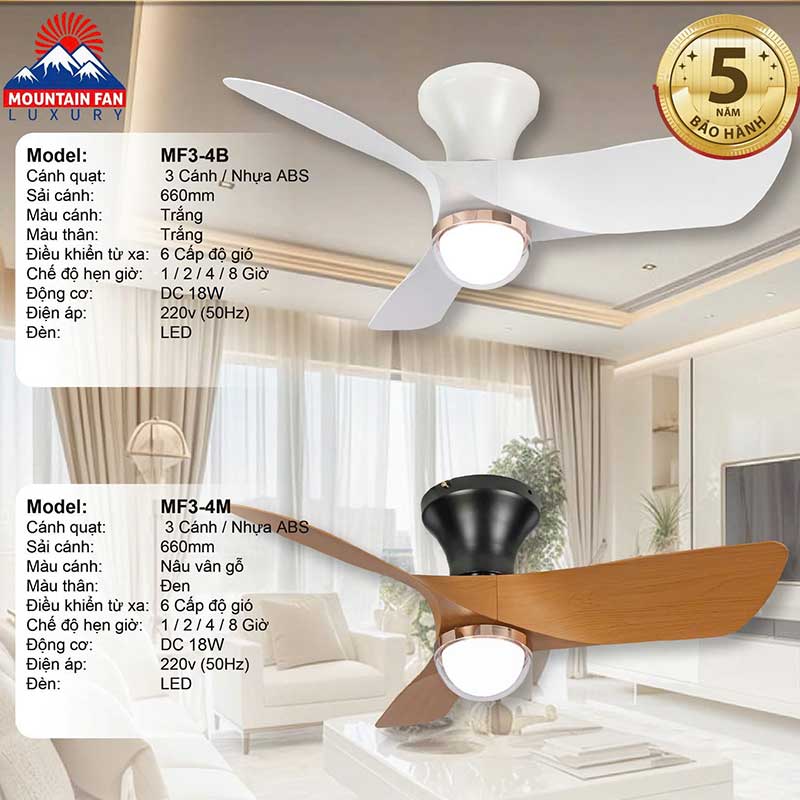Quạt trần đèn hiện đại MF3-2B 5 quat-tran-den-hien-dai-mf3-4b