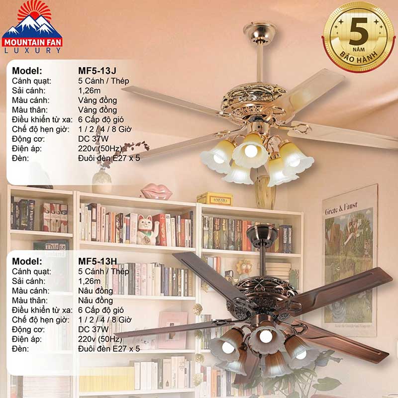Quạt trần đèn trang trí MF5-10H 6 quat-tran-den-mountain-fan