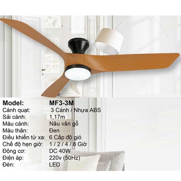 Quạt trần đèn hiện đại MF3-3M 1 quat-tran-den-hien-dai-mf3-3m