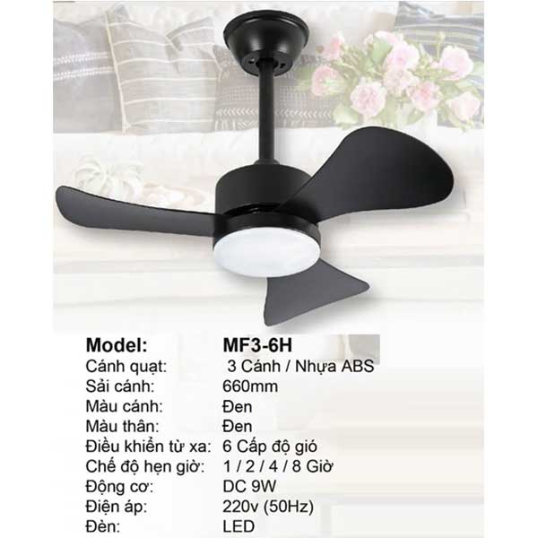Quạt trần đèn hiện đại MF3-6H 2 quat-tran-den-hien-dai-mf3-6h
