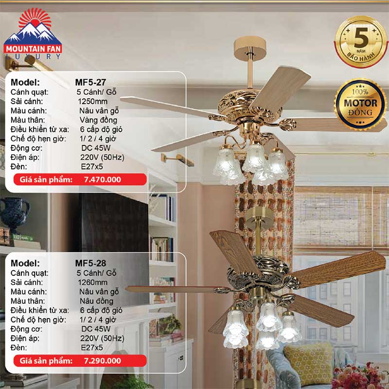 Quạt trần đèn Mountain Fan MF5-28