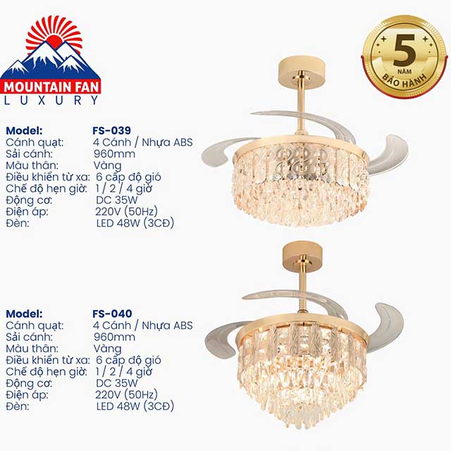 Quạt trần đèn Mountain Fan FS-048 5 quat-tran-den-nam-2026